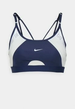 Nike Performance INDY LOGO BRA - Medium Support Sports Bra - Midnight Navy/football Grey/white -Nike Performance store 015a71a8abe24a59b300b838085c40e2