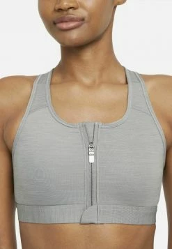 Nike Performance ZIP FRONT BRA - Medium Support Sports Bra - Particle Grey Heather Black -Nike Performance store 033a62da65574980b96d01c53c7f23ea