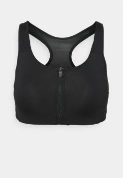 Nike Performance SHAPE ZIP FRONT BRA - High Support Sports Bra - Black