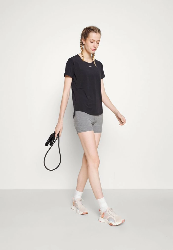 Nike Performance W NK ONE LUXE DF SS STD - Basic T-shirt - Black/silver 2 Nike Performance W NK ONE LUXE DF SS STD - Basic T-shirt - Black/silver - Image 2