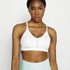 Nike Performance INDY V NECK BRA - Light Support Sports Bra - White/grey Fog/particle Grey