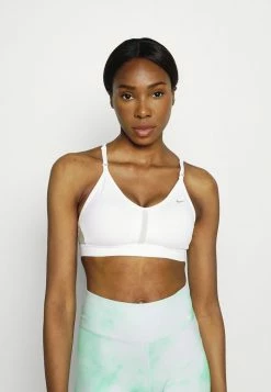 Nike Performance INDY V NECK BRA - Light Support Sports Bra - White/grey Fog/particle Grey