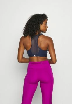Nike Performance ZIP FRONT BRA - Medium Support Sports Bra - Midnight Navy/white -Nike Performance store 1a40fb5e757248bfb8ef812a1a5313fa