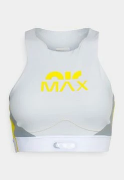 Nike Performance AIR MAX MOTIF BRA - Medium Support Sports Bra - Photon Dust/vivid Sulfur/particle Grey/vivid Sulfur