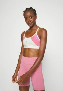 Nike Performance INDY LOGO BRA - Medium Support Sports Bra - Sail/desert Berry/pinksicle