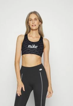 Nike Performance BRA - Medium Support Sports Bra - Black/dark Driftwood/hazel Rush/white