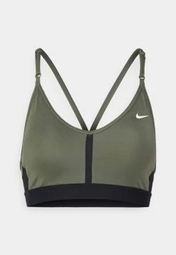 Nike Performance INDY V NECK BRA - Light Support Sports Bra - Medium Olive/black/white -Nike Performance store 264539987c3244ce843900d17567bd98