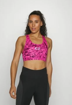 Nike Performance BRA - Medium Support Sports Bra - Pinksicle/burgundy Crush/metallic Silver