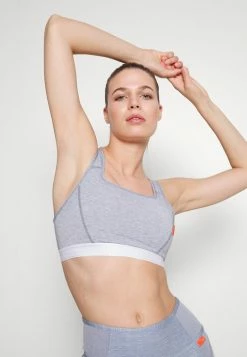 Nike Performance SOFT TEE BRA - Medium Support Sports Bra - Ashen Slate Heather/white -Nike Performance store 2ff8befcf7354828b8a8f717105247de