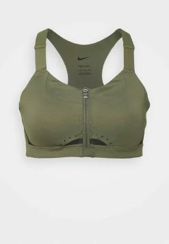 Nike Performance ALPHA ZIP FRONT BRA - High Support Sports Bra - Medium Olive Black /treeline Black -Nike Performance store 30ac748edd714d23b538eb7a893b7bcd