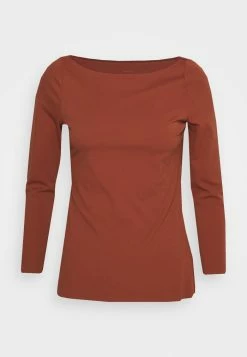 Nike Performance THE YOGA LUXE - Long Sleeved Top - Oxen Brown/iron Grey