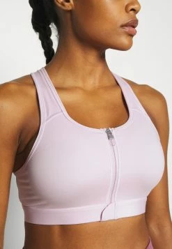 Nike Performance ZIP FRONT BRA - Medium Support Sports Bra - Regal Pink/white -Nike Performance store 361daf5a7d0f4094a15288bc8a9a44ec