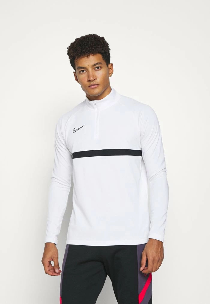 Nike Performance ACADEMY DRILL - Fleece Jumper - White/black 1 Nike Performance ACADEMY DRILL - Fleece Jumper - White/black