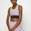Nike Performance BRA - Medium Support Sports Bra - Plum Fog/black/lime Glow