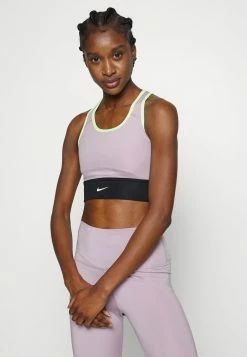Nike Performance BRA - Medium Support Sports Bra - Plum Fog/black/lime Glow