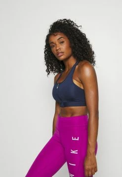 Nike Performance ZIP FRONT BRA - Medium Support Sports Bra - Midnight Navy/white -Nike Performance store 3a14255a0b75487abf070bebc77419cc