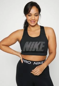 Nike Performance BRA - Medium Support Sports Bra - Black/metallic Silver/white -Nike Performance store 3c8a8b9e79c44482bd7faace3aa55647