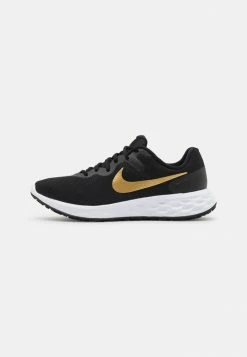 Nike Performance REVOLUTION 6 NN - Neutral Running Shoes - Black/metallic Gold/white