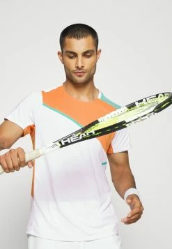 Nike Performance DRY SLAM - Print T-shirt - White/hot Curry/washed Teal/white -Nike Performance store 4b194362a58c4b2f994ed4206485d1b9