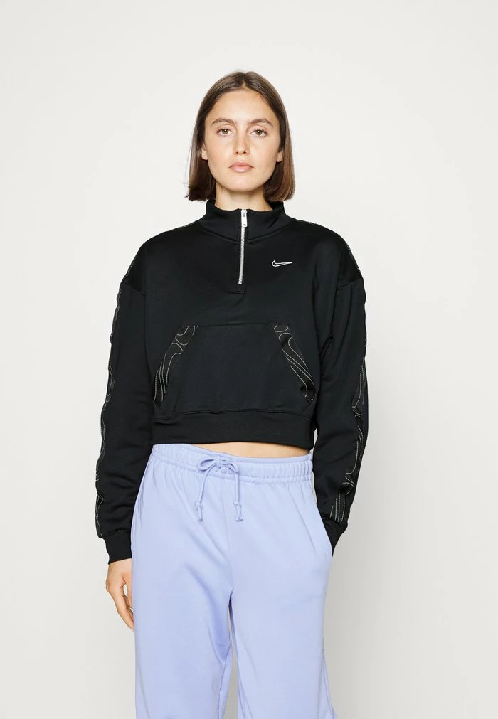 Nike Performance ALL TIME TAPING - Sweatshirt - Black/pure Platinum 1 Nike Performance ALL TIME TAPING - Sweatshirt - Black/pure Platinum