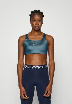 Nike Performance SHINE BRA - Medium Support Sports Bra - Ash Green/white