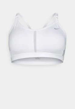 Nike Performance INDY V NECK BRA - Medium Support Sports Bra - White/grey Fog/particle Grey