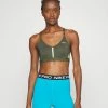 Nike Performance INDY V NECK BRA - Light Support Sports Bra - Cargo Khaki/alligator