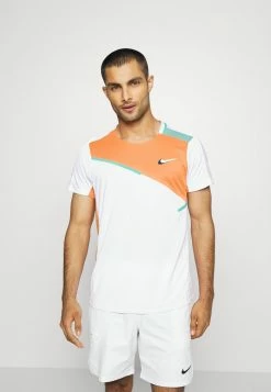 Nike Performance DRY SLAM - Print T-shirt - White/hot Curry/washed Teal/white