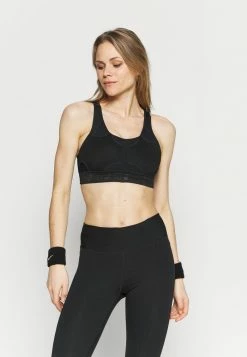 Nike Performance BRA - Medium Support Sports Bra - Black/dark Smoke Grey