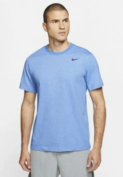 Nike Performance SOLID - Sports T-shirt - Light Game Royal Heather/black