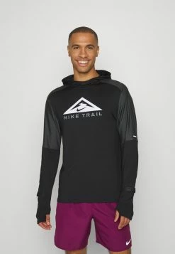 Nike Performance TRAIL HOODIE - Long Sleeved Top - Black/smoke Grey -Nike Performance store 6ba64eb44d0e444f9db3b46466861c91