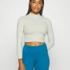 Nike Performance LUXE CROP - Long Sleeved Top - Light Orewood