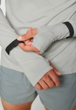 Nike Performance TRAIL HOODIE - Long Sleeved Top - Light Iron Ore/olive Grey/volt -Nike Performance store 6ef61a14364a4be1bce4f9efa28f612b