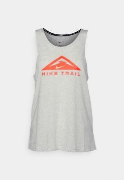 Nike Performance TRAIL TANK - Sports T-shirt - Smoke Grey/grey Fog/htr/(bright Crimson) -Nike Performance store 71825fbc89cf4ea2ba57741429296133
