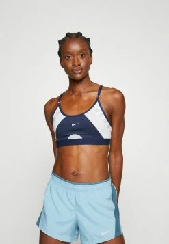 Nike Performance INDY LOGO BRA - Medium Support Sports Bra - Midnight Navy/football Grey/white
