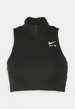 Nike Performance AIR MOCKZIP BRA - Medium Support Sports Bra - Black/white -Nike Performance store 7b8e2c02501f4d5182b3d759023bb87b