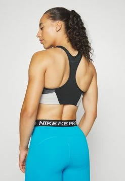 Nike Performance LOGO BRA - Medium Support Sports Bra - Black/dark Smoke Grey/light Iron Ore -Nike Performance store 805415a37e0340bab18c7e4cab8c3e0a