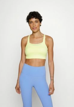 Nike Performance LUXE BRA - Medium Support Sports Bra - Light Citron/grey Fog
