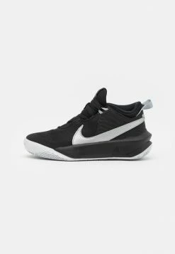 Nike Performance TEAM HUSTLE 10 UNISEX - Basketball Shoes - Black/metallic Silver/volt/white