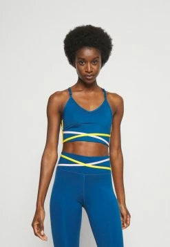 Nike Performance INDY BRA - Light Support Sports Bra - Court Blue/pink Glaze/university Gold/white