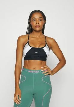 Nike Performance INDY LOGO BRA - Medium Support Sports Bra - Black/white/iron