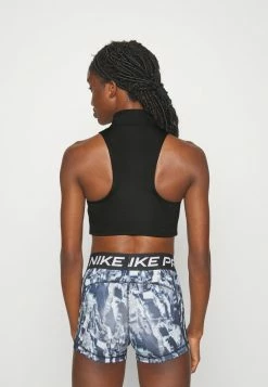 Nike Performance AIR MOCKZIP BRA - Medium Support Sports Bra - Black/white -Nike Performance store 8a99d98d33d44756a9c9ba25d2c68b8d