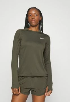 Nike Performance PACER CREW - Sweatshirt - Medium Olive/silver