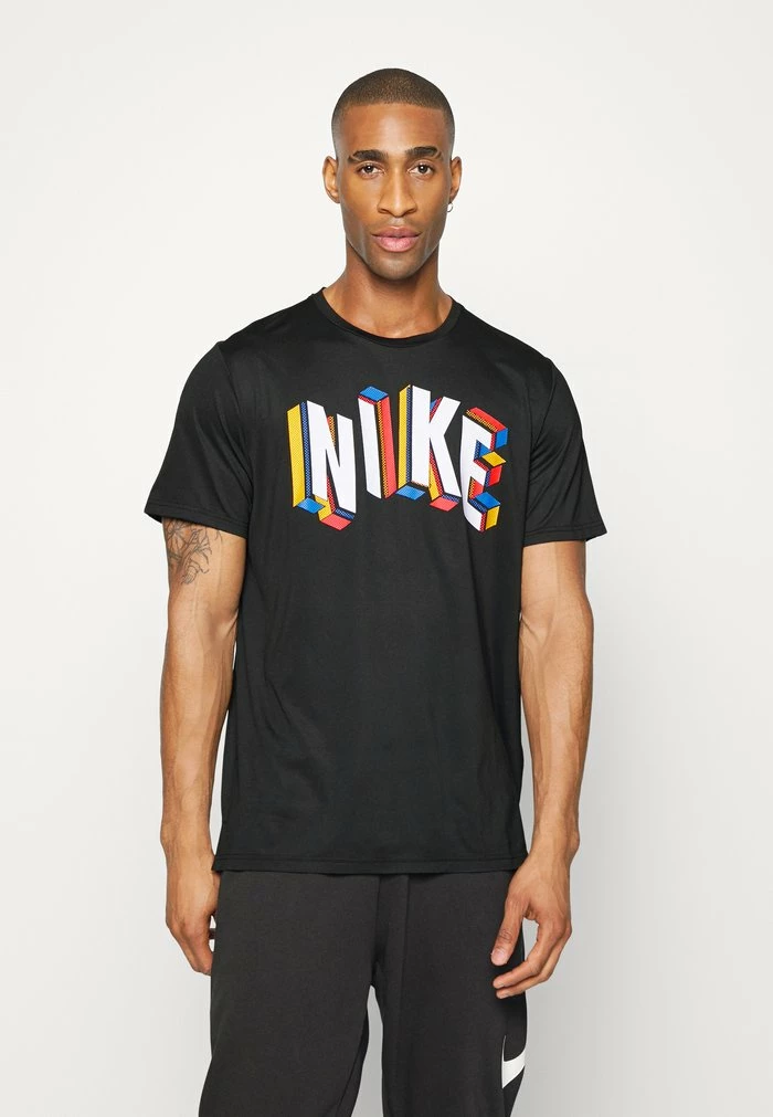 Nike Performance DRY TOP - Sports T-shirt - Black/white 1 Nike Performance DRY TOP - Sports T-shirt - Black/white