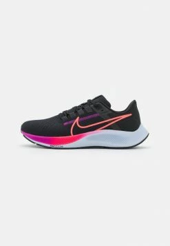 Nike Performance AIR ZOOM PEGASUS 38 - Neutral Running Shoes - Black/flash Crimson/off Noir/hyper Violet/football Grey