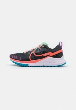Nike Performance REACT PEGASUS TRAIL 4 - Trail Running Shoes - Black/magic Ember/vivid Purple/enamel Green/laser Blue