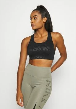 Nike Performance LEOPARD SHINE BRA - Medium Support Sports Bra - Black