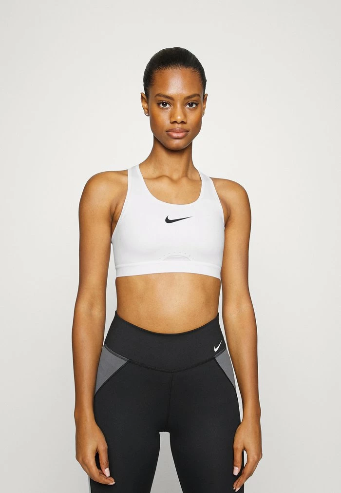 Nike Performance BRA - High Support Sports Bra - White/black 1 Nike Performance BRA - High Support Sports Bra - White/black