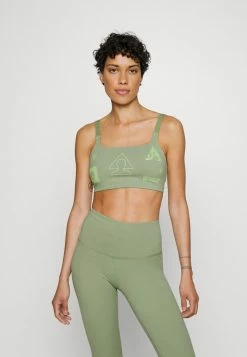 Nike Performance INDY BRA - Light Support Sports Bra - Oil Green/key Lime/iron Grey