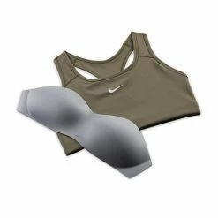 Nike Performance Medium Support Sports Bra - Cargo Khaki/white -Nike Performance store 9c8e67b0ef8c4550a4a56625189d6ee2